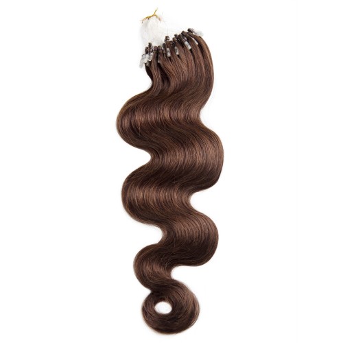 Body Wavy Micro Loop Hair Extensions #4 Chocolate Brown