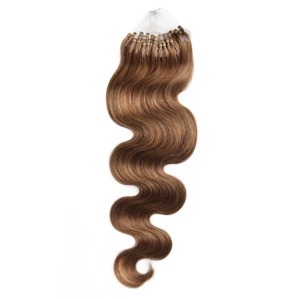 Body Wavy Micro Loop Hair Extensions 8 Light Brown